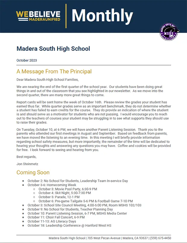 October 2023 MHS Monthly Newsletter